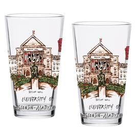 Indigo Falls - Wisconsin Badgers 2-Pack 16oz.-Laura Wilcox University Pint Set - Multicolor