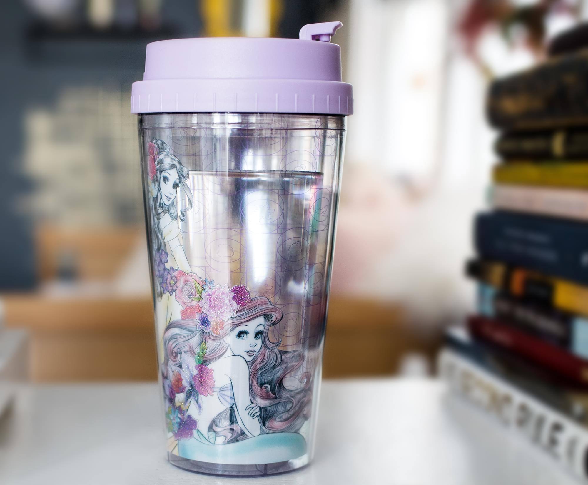 Alt View 4. Silver Buffalo - Disney Princesses Double-Walled Plastic Tumbler With Lid | Holds 16 Ounces - Purple.