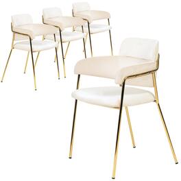 LeisureMod - Axis 4-PCS Elegant Dining Chair with Sturdy Stainless Steel Frame & Protective Floor Glides - Beige