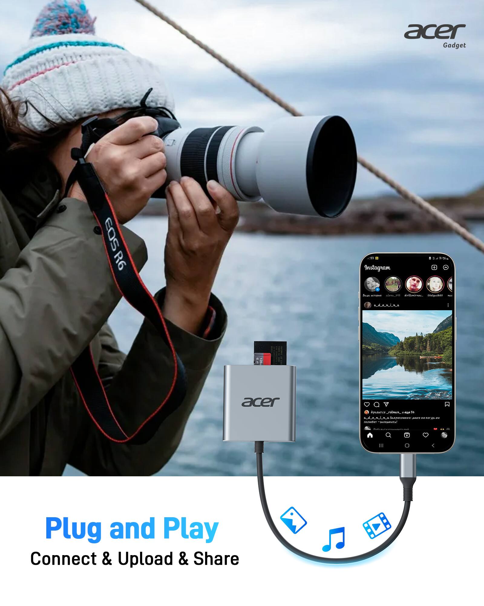 Acer Gadget EOS R6 91 Instagram

Plug and Play
Connect & Upload & Share