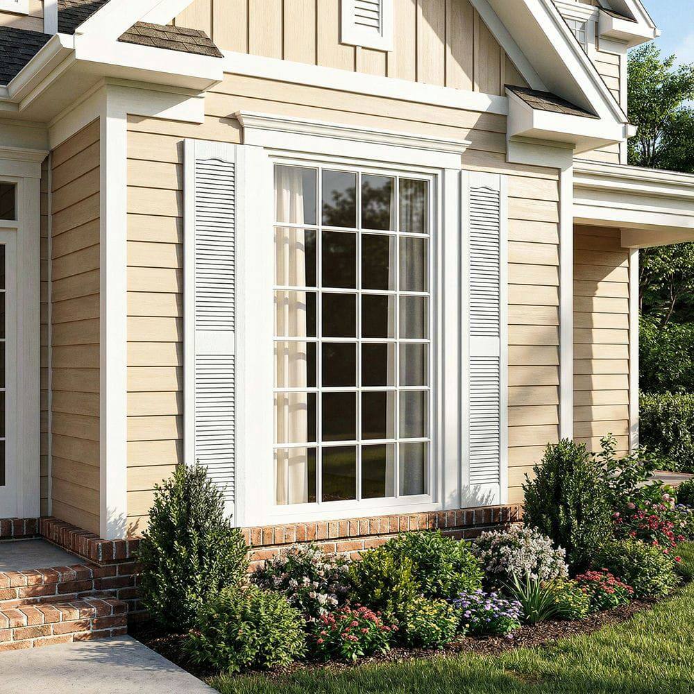 Alt View 5. Kadyn - Decorative Faux Shutters, Sturdy, Hassle-Free Design for Indoor & Outdoor Use, 14"x59", White - White.