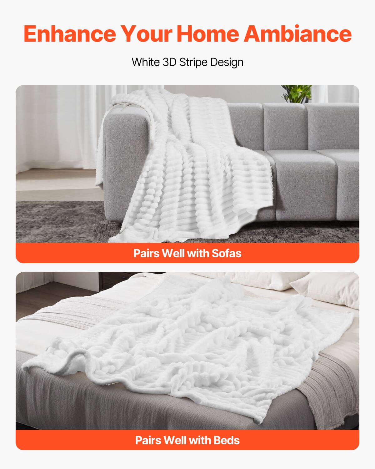 Enhance Your Home Ambiance

White 3D Stripe Design

Pairs Well with Sofas

Pairs Well with Beds
