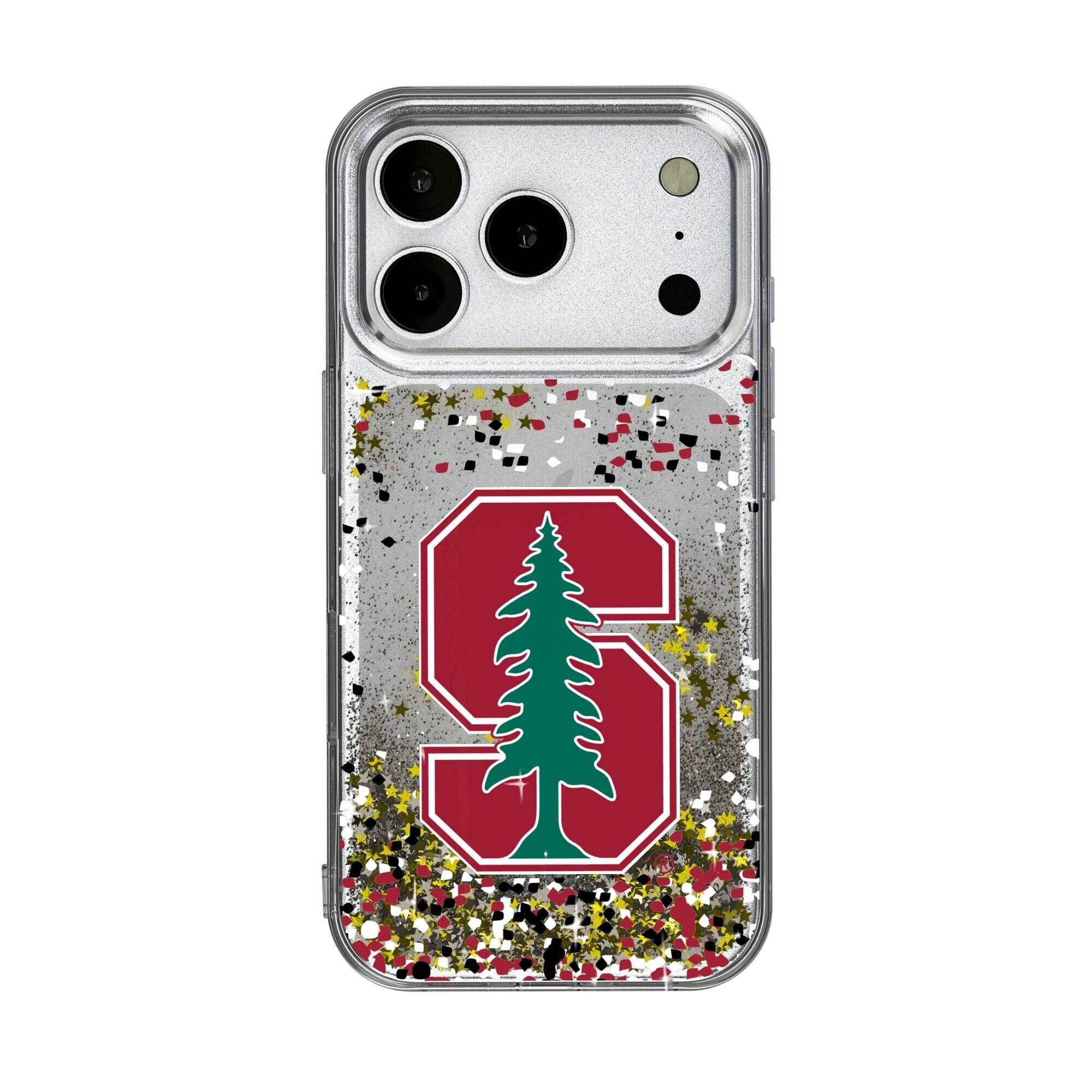 Front. Keyscaper - Stanford Cardinal iPhone Glitter Confetti Design Case - 17 - Multicolor.