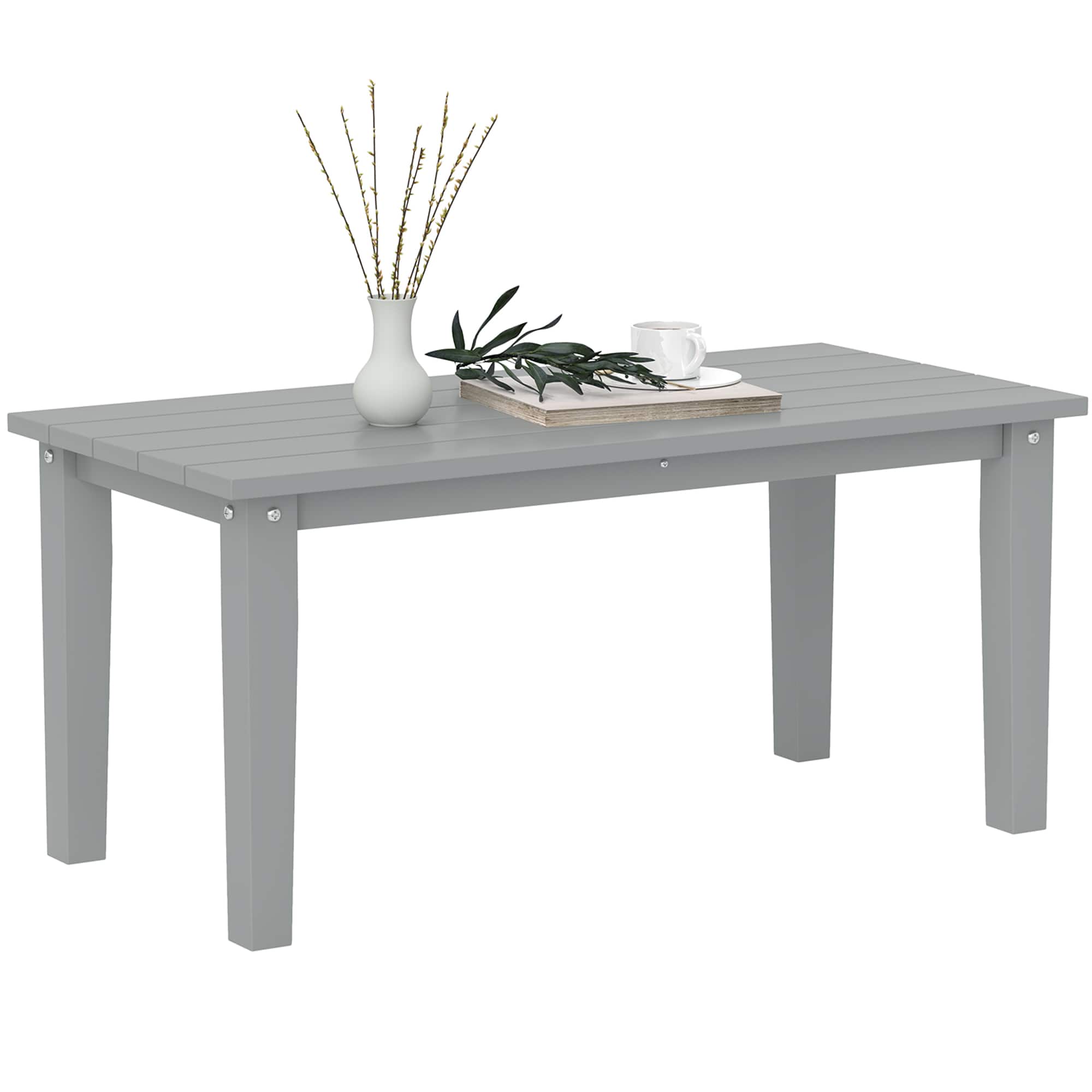 Outsunny - HDPE Outdoor Coffee Table, All-Weather Rectangle Patio Coffee Table, Plastic Outdoor Patio Table - Gray