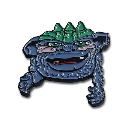 Front. TriAction Toys - Boglins King Vlobb Enamel Collector Pin - Blue.