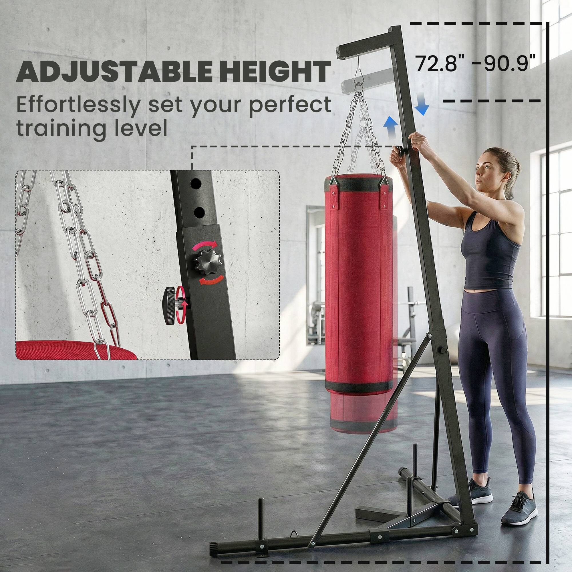 ADJUSTABLE HEIGHT  
Effortlessly set your perfect training level  
72.8" - 90.9"