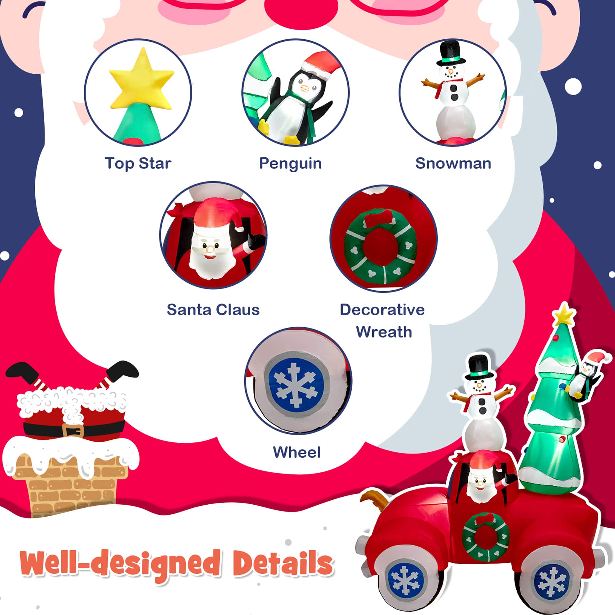 Costway 8FT Tall Inflatable Santa Claus Carrying Christmas Tree