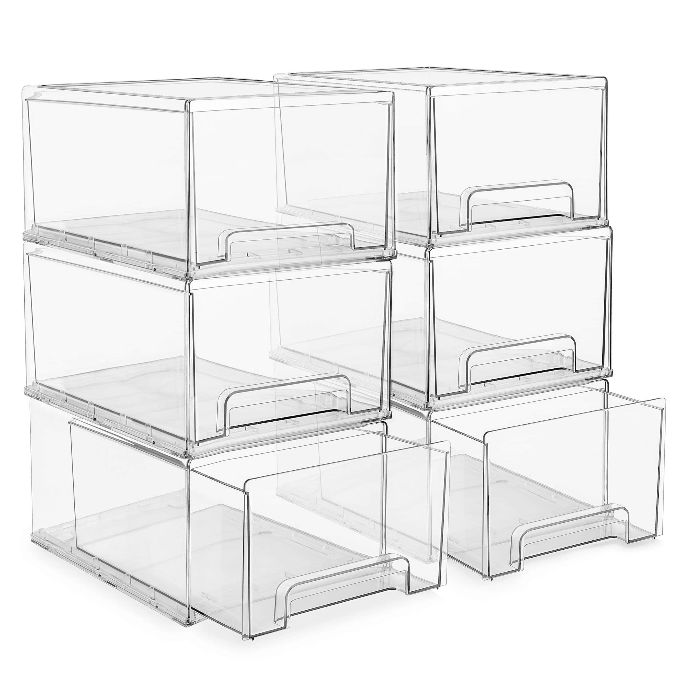 Sorbus - Large Stackable Storage Drawers – 6-Pack Plastic Organizer Bins with Handles - Clear