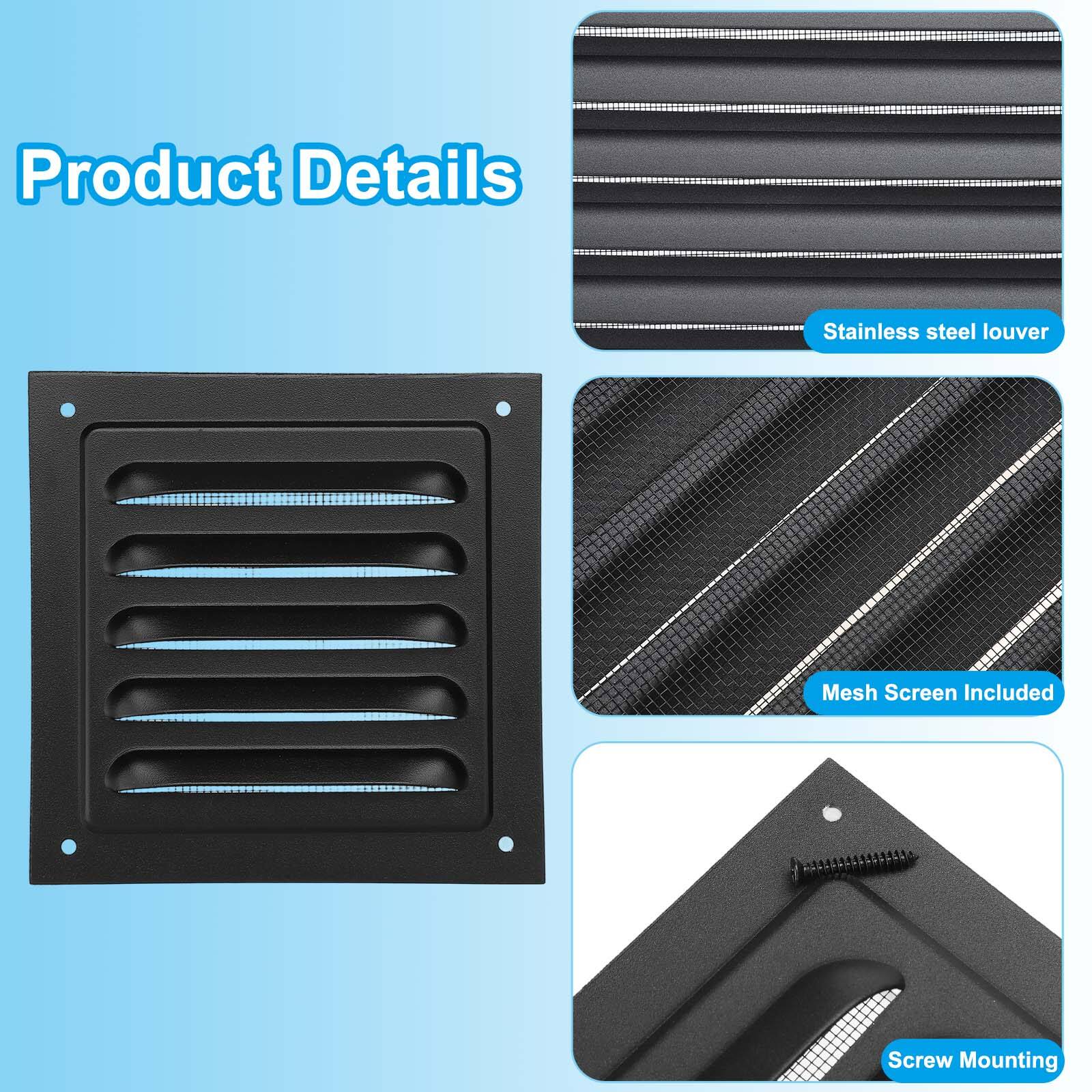 Product Details

- Stainless steel louver
- Mesh Screen Included
- Screw Mounting
