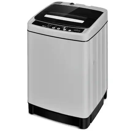 Front. Costway - Full-Automatic Washing Machine 1.5 Cu. Ft. 11 lb. Washer and Dryer - Grey.