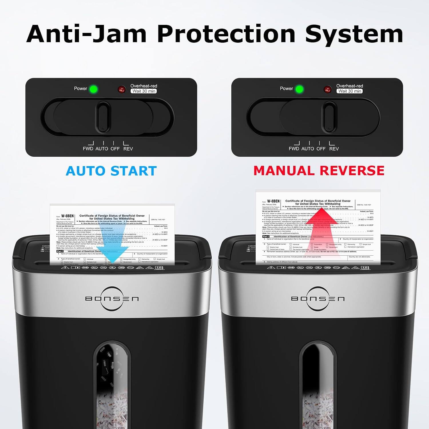 Anti-Jam Protection System

Power Overheat-red Wait 30 min

FWD AUTO OFF REV

AUTO START

MANUAL REVERSE

W-BEN

Certificate of Registration of Beneficial Owner

for United States Tax Withholding

BONSEN