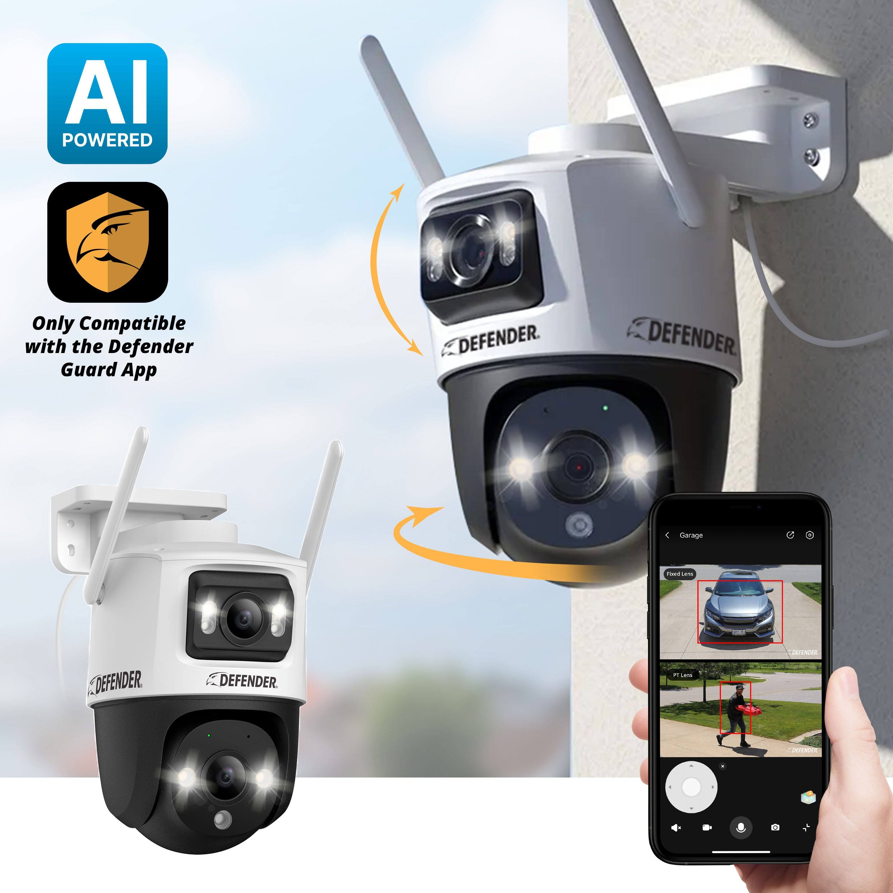 AI POWERED  
Only Compatible with the Defender Guard App  

DEFENDER  
DEFENDER  
DEFENDER  

Garage  
First Lens  
Second Lens