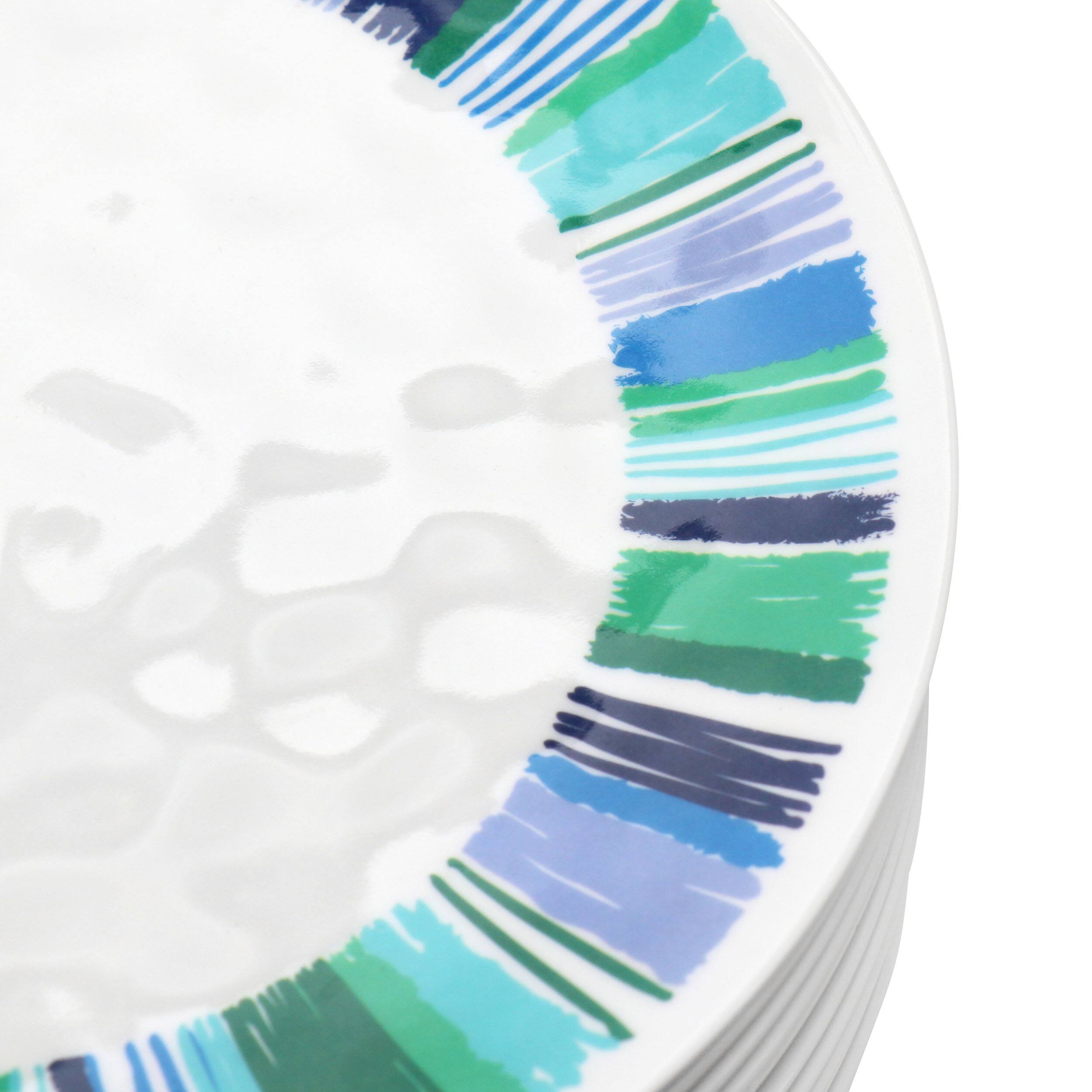 Alt View 2. Gibson - Gibson Home Tropical Sway Orleans 12 Piece 9 Inch Melamine Dessert Plate Set in Blue - Blue.