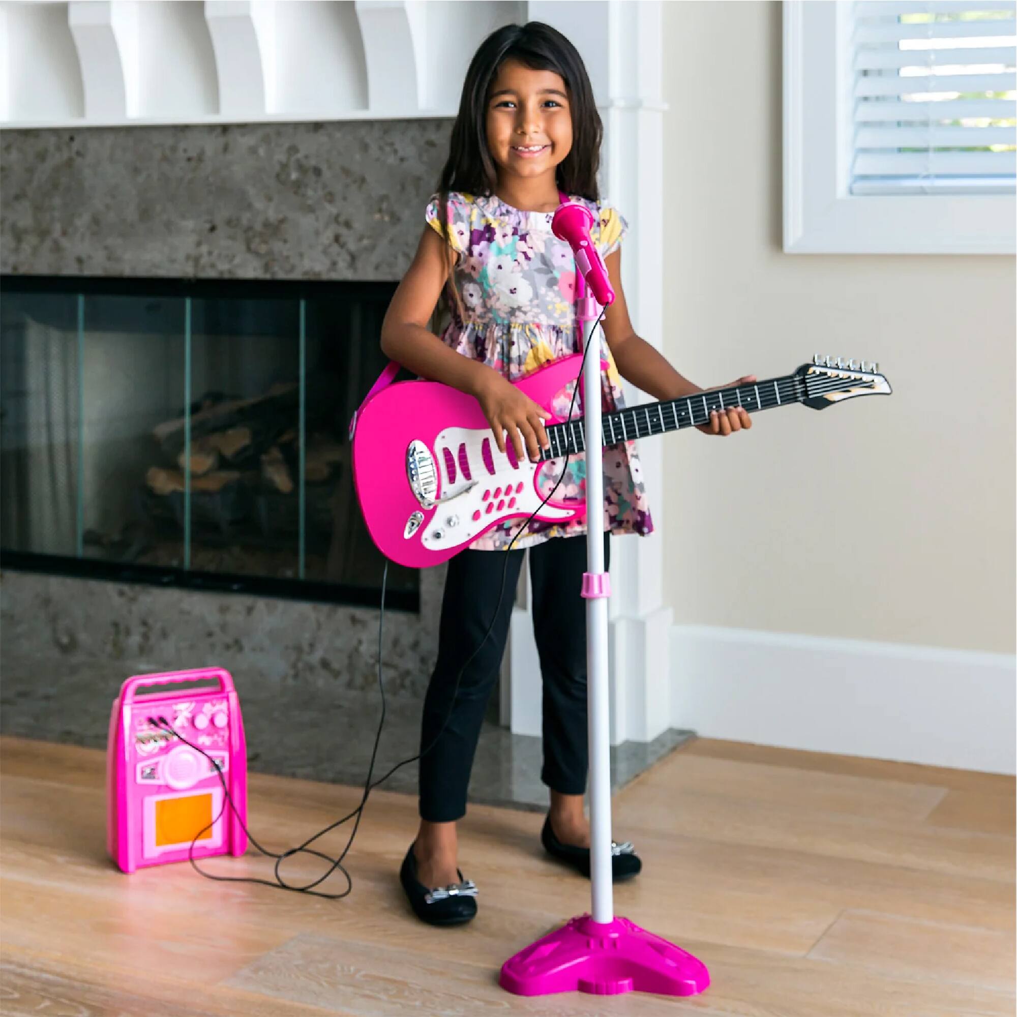 Alt View 1. Best Choice Products - Best Choice Products Kids Electric Musical Guitar Toy Play Set w/ 6 Demo Songs, Whammy Bar, Microphone - Pink - Pink.
