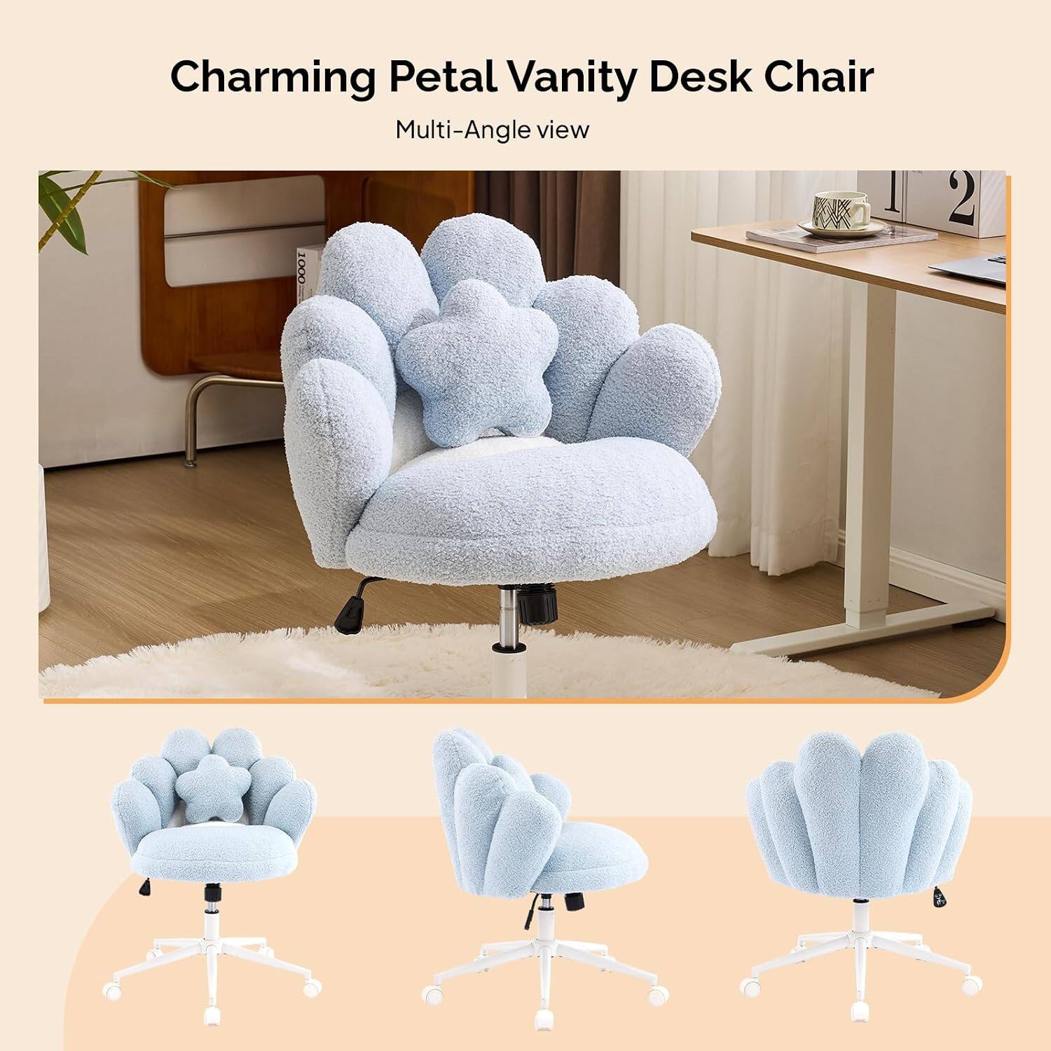 Charming Petal Vanity Desk Chair  
Multi-Angle view