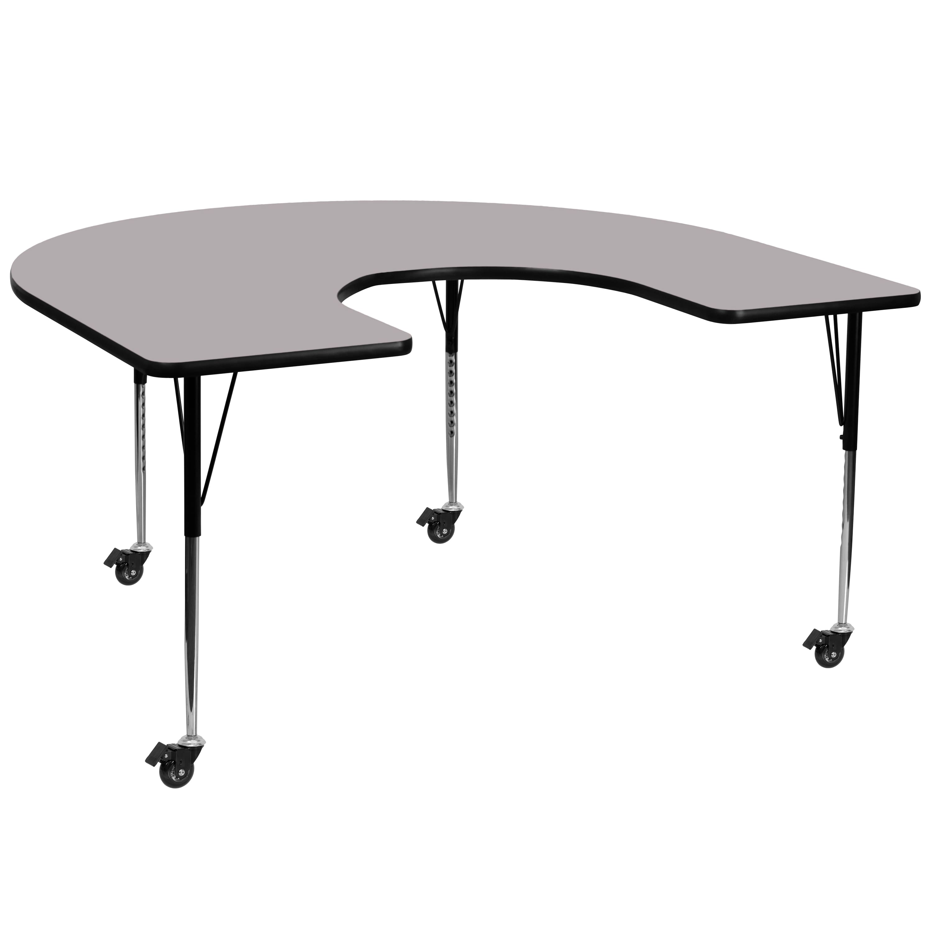 Flash Furniture - Wren Mobile 60''W x 66''L Horseshoe Grey Thermal Laminate Activity Table - Standard Height Adjustable Legs - Gray price history on PriceWatchPro