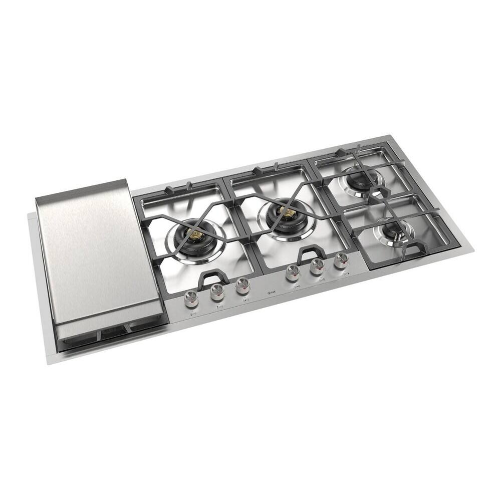 Alt View 2. ILVE - ILVE Panoramagic Series 48 in. Gas Cooktop with 6 Sealed Burners + Griddle (Liquid Propane, Stainless Steel Trim) - Stainless Steel.