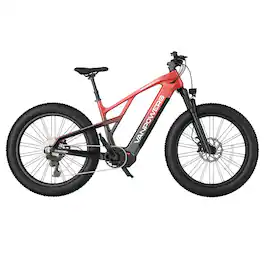Vanpowers - GrandTeton Ultra Adult 26" Step-Over 500W Mid Drive E-Bike - Lava Red and Coke Black