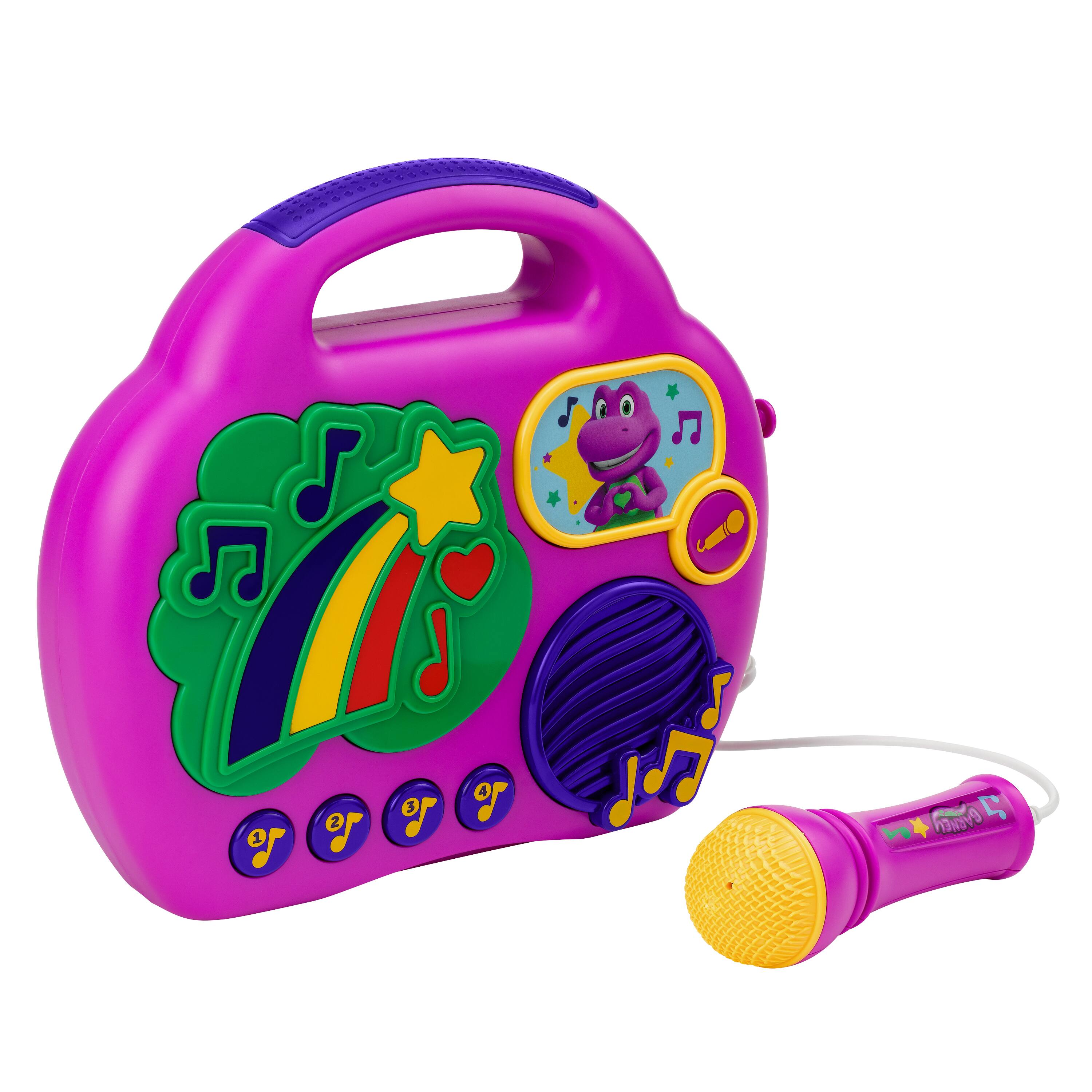 Angle. eKids - eKids Barney Karaoke Boombox with Microphone for Kids - Purple.