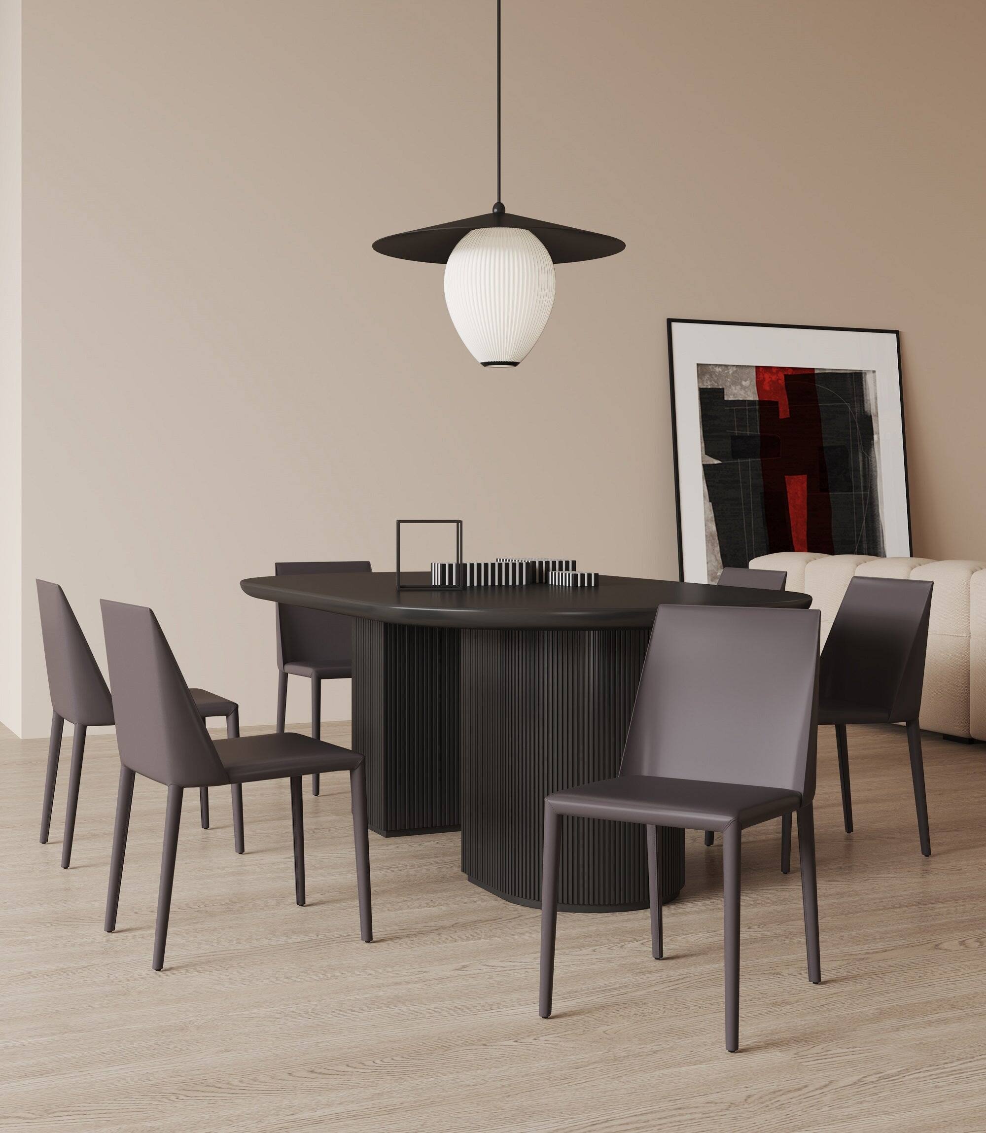 Angle. Manhattan Comfort - Paris Modern Vegan Leather Dining Chair - Set of 2 - Gray.