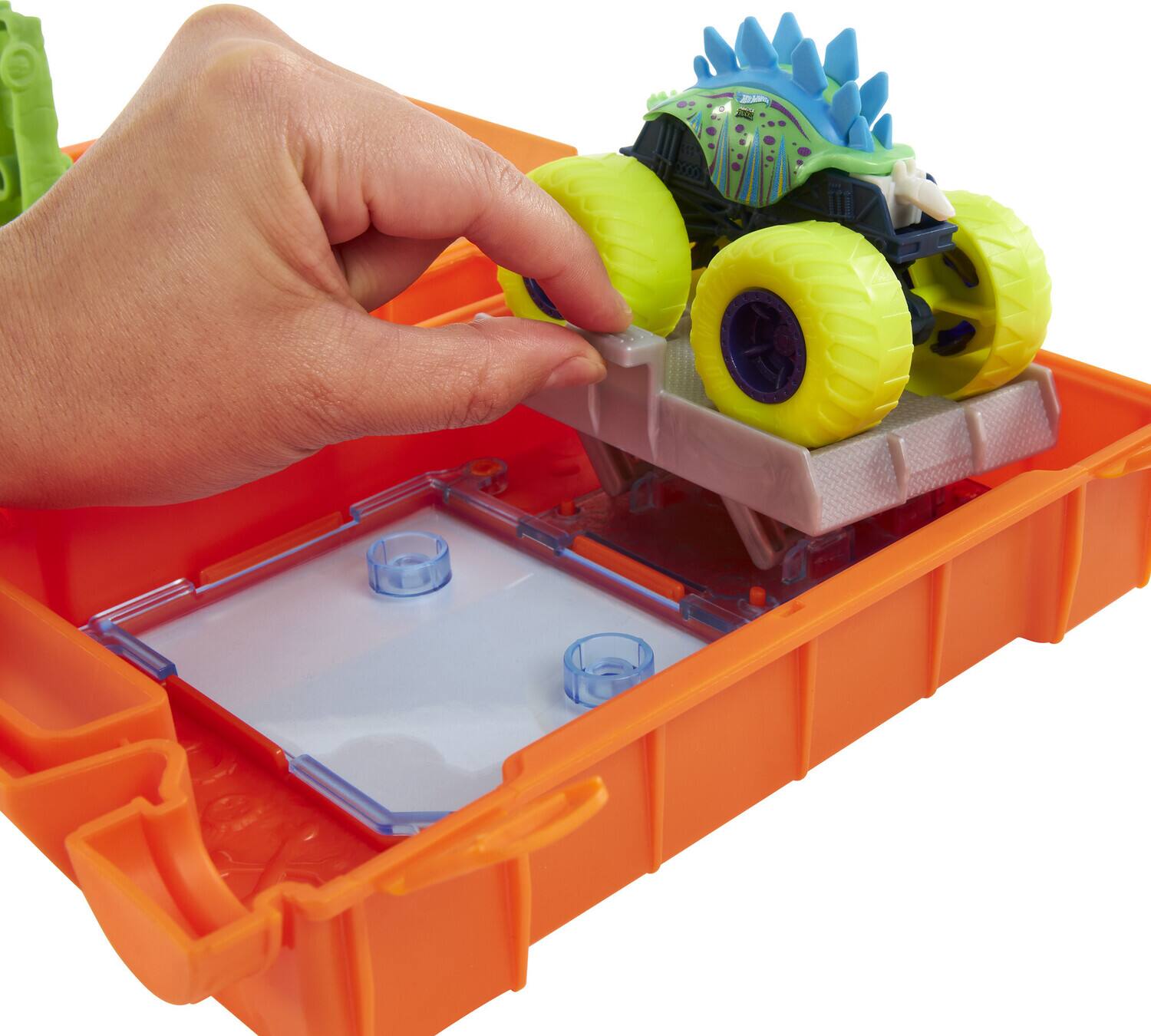 Alt View 2. Mattel - Mattel - Hot Wheels Monster Trucks Stunt N' Go Fossil Fuel Playset   - Collectibles - Multicolor.