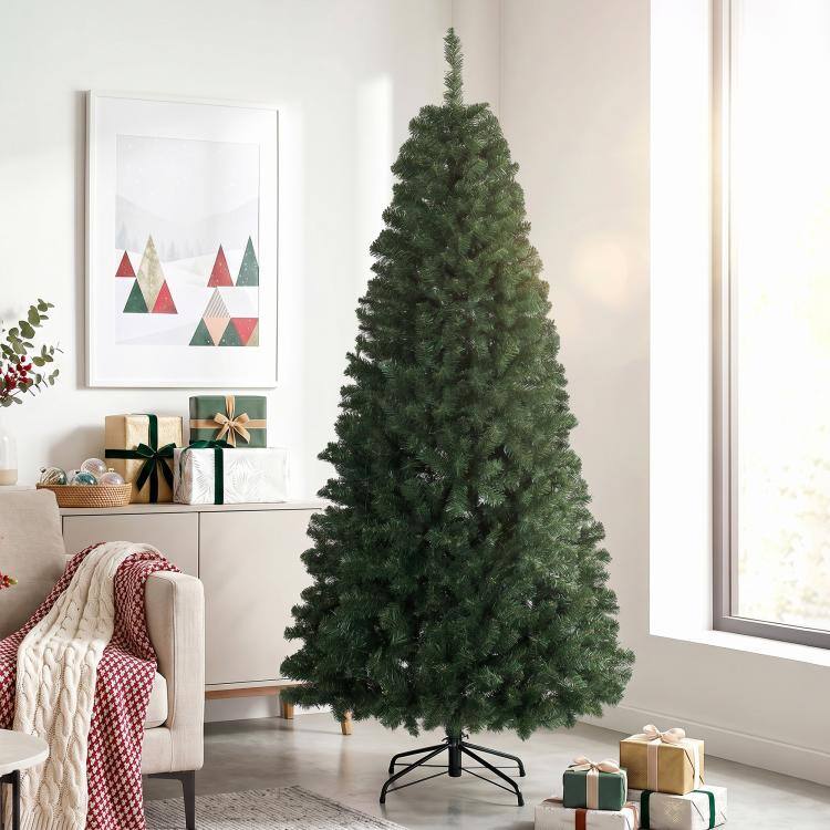 Alt View 2. PULUZ - 7.5 ft Artificial Christmas Tree, Norway Spruce Tree, Hinged Xmas Tree with Metal Stand - Green.