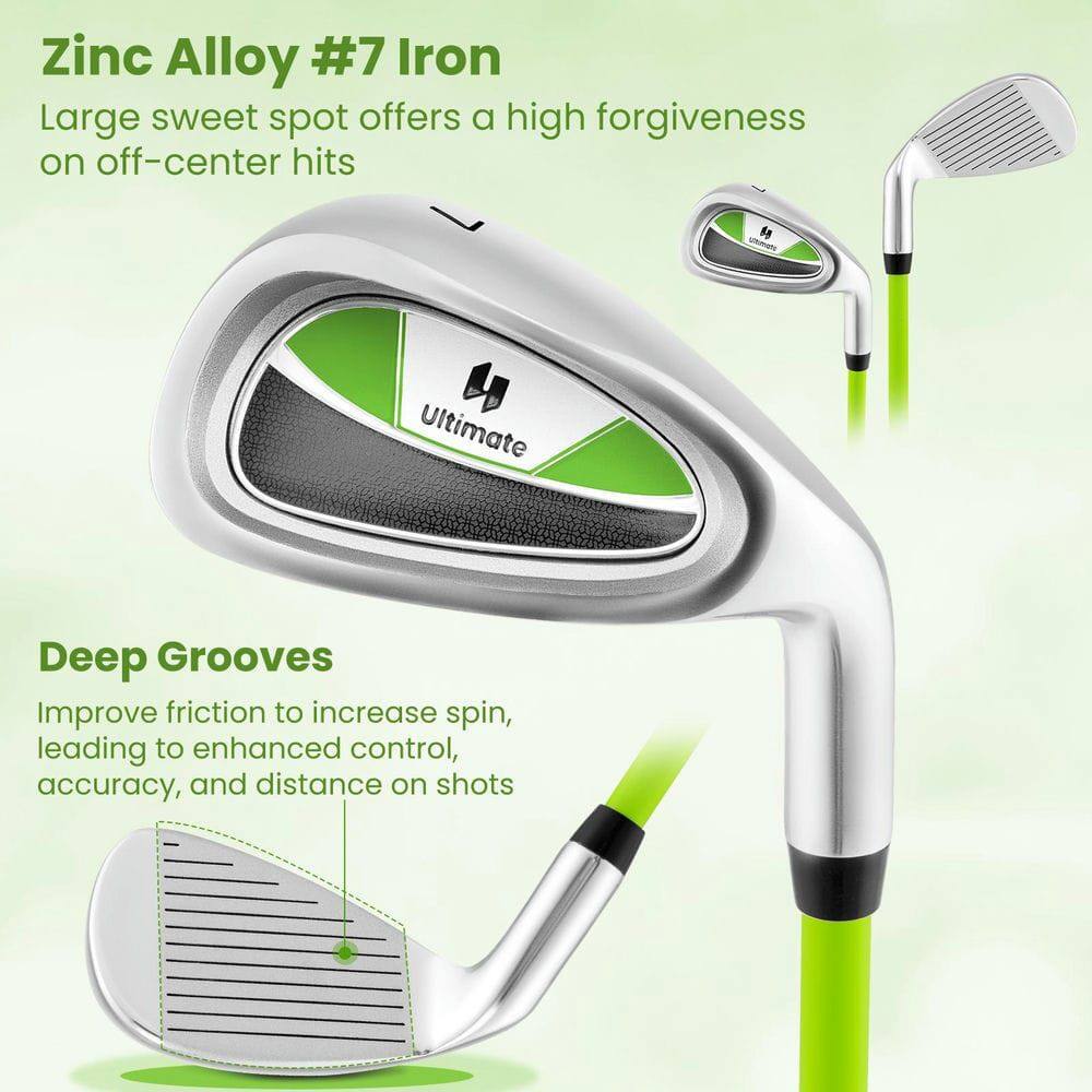 Zinc Alloy #7 Iron  
Large sweet spot offers a high forgiveness on off-center hits  

Deep Grooves  
Improve friction to increase spin, leading to enhanced control, accuracy, and distance on shots