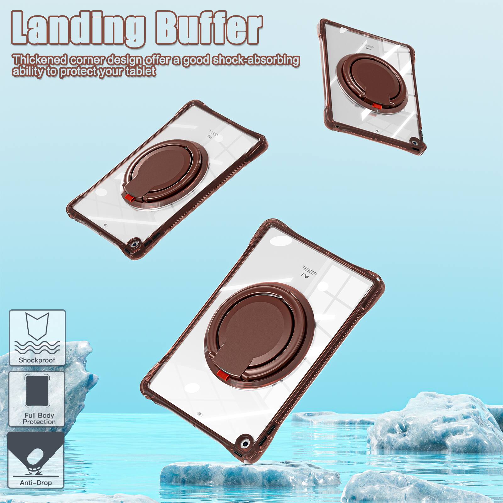 Landing Buffer

Thickened corner design offers a good shock-absorbing ability to protect your tablet

- Shockproof
- Full Body Protection
- Anti-Drop