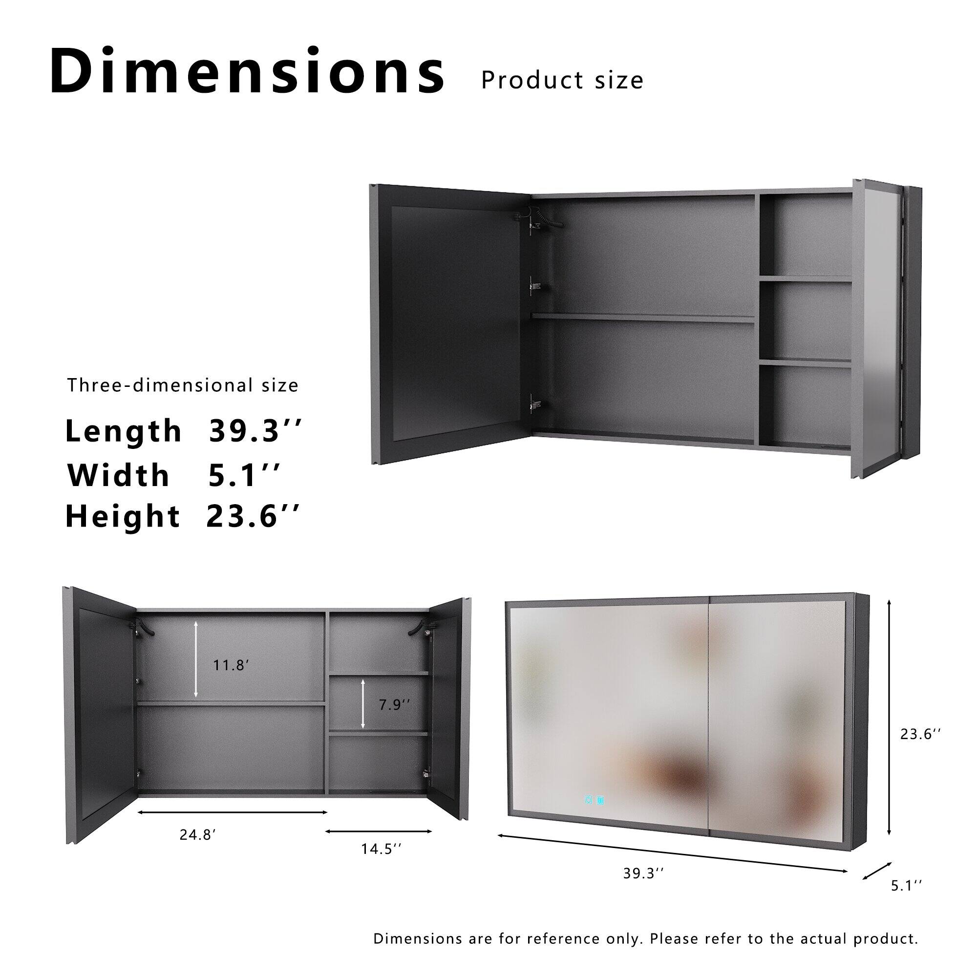 Dimensions  
Product size

Three-dimensional size  
Length 39.3"  
Width 5.1"  
Height 23.6"  

Dimensions are for reference only. Please refer to the actual product.