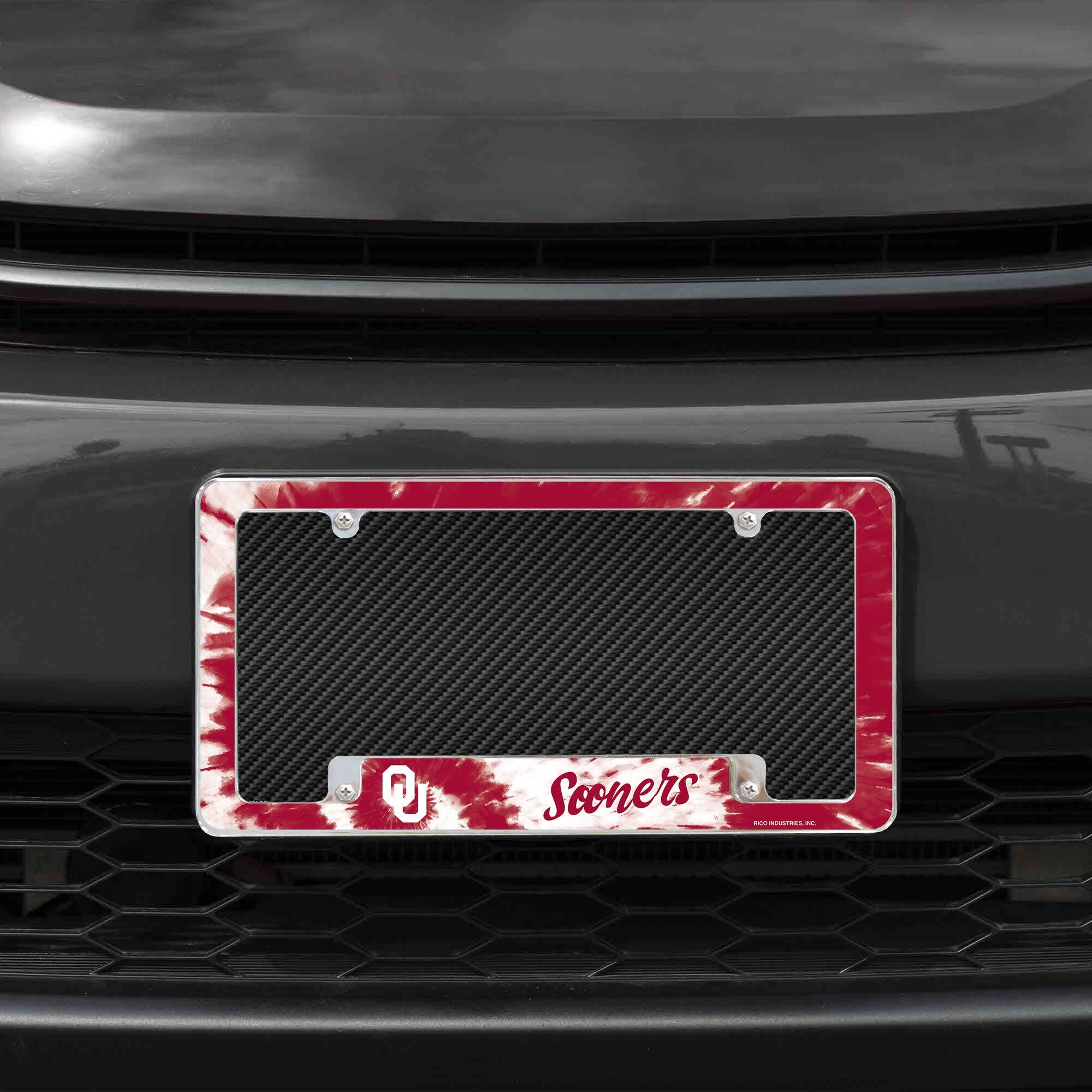 Alt View 3. Rico Industries - Oklahoma Sooners Chrome Metal License Plate Frame with Bold Tie Dye Design - Multi.
