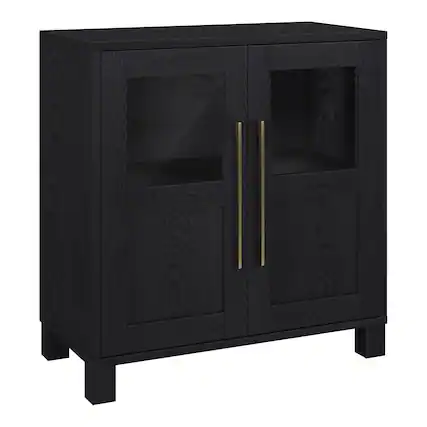 Front. Hudson&Canal - Holbrook 28" Wide Rectangular Accent Cabinet - Black.