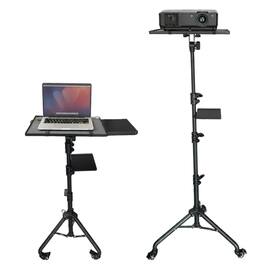 5 CORE - Projector Stand 29.5 to 71 Inch Adjustable Tripod 2 Shelves Portable Laptop Cart w Phone Holder - Black