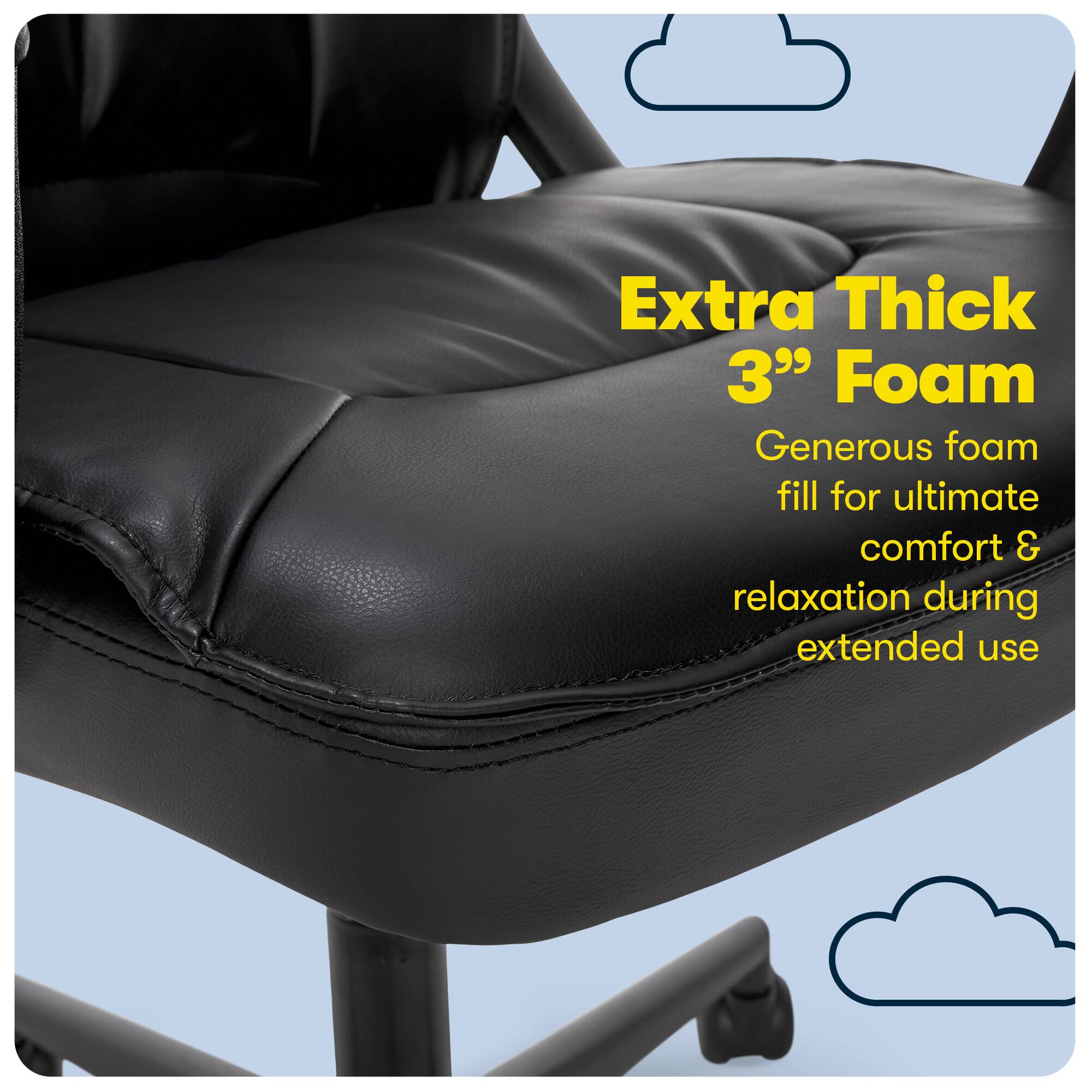 Alt View 14. Serta - Hannah Upholstered Executive Office Chair with Pillowed Headrest - Smooth Bonded Leather - Black.