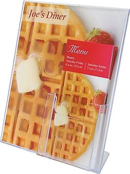 Staples - Sign Holder with Literature Pocket, 8.5" x 11" Plastic - Clear