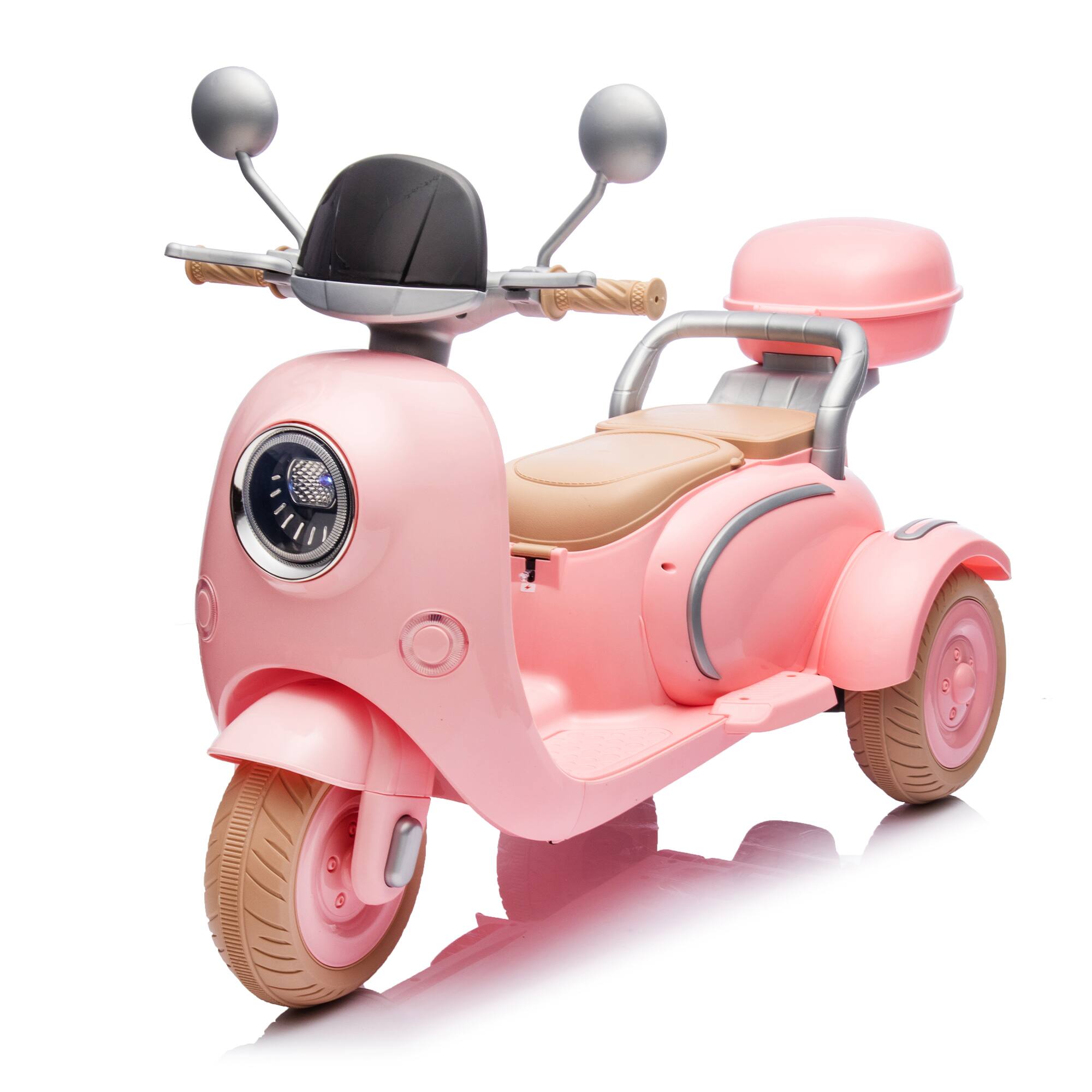 Alt View 2. ELEMENT ACE - Two-Seater Electric Motorcycle for Kids 3-6, Three-Wheel Ride-On Toy w/ Music, Bluetooth, USB, Trunk & Adult Seat - Pink.