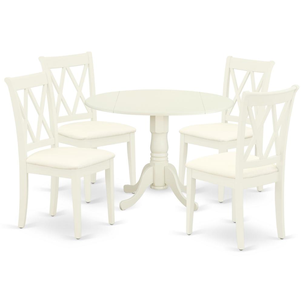 Back. East West Furniture - Dining Room Set Linen White - Brown.