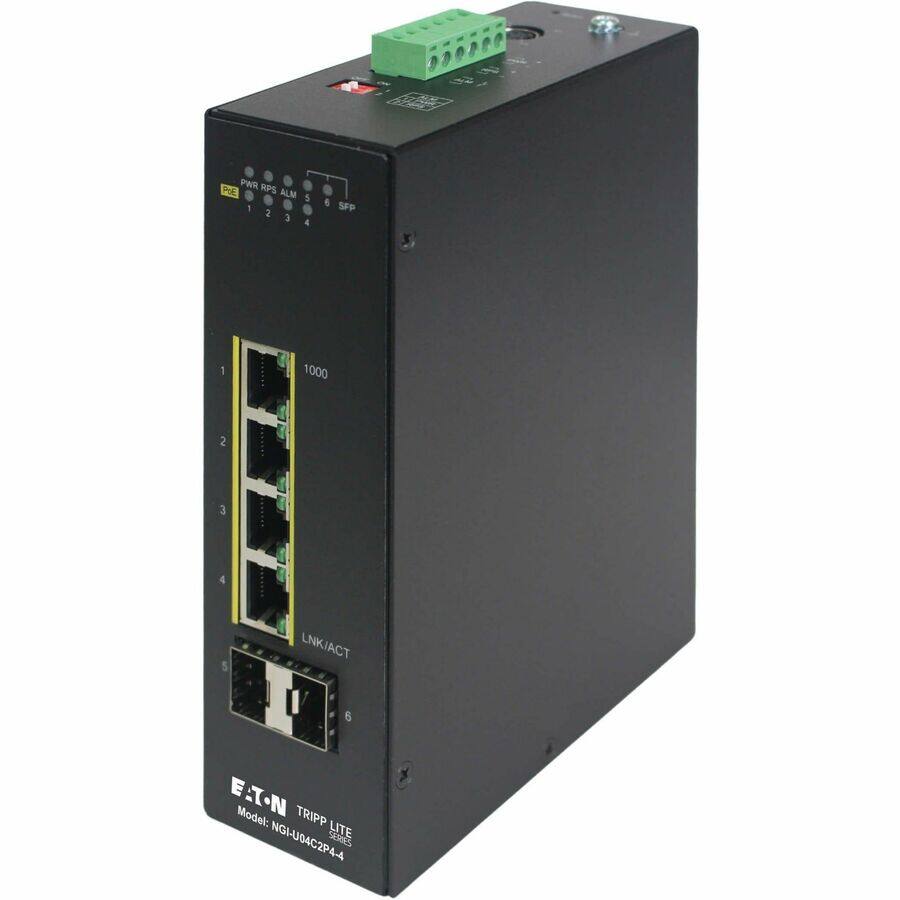 PWR RPS ALM 5: 1 2 3 4  
SFP 1 2 3 4 5  
LNK/ACT 6  
EATON TRIPP LITE  
Model: NGI-U04C2P4-4