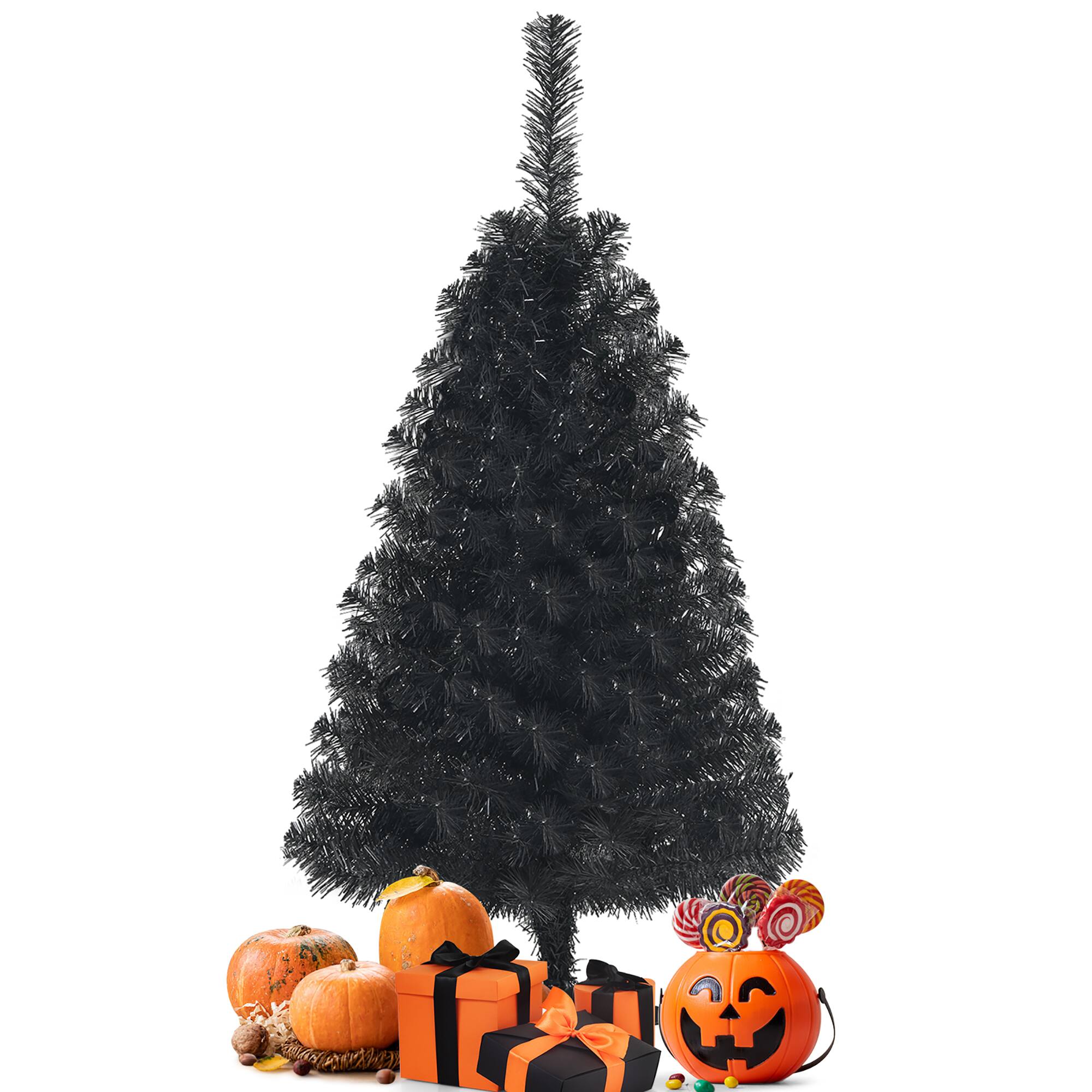 Alt View 19. Costway - 3ft Unlit Artificial Christmas Halloween Mini Tree w/Plastic Stand - Black.