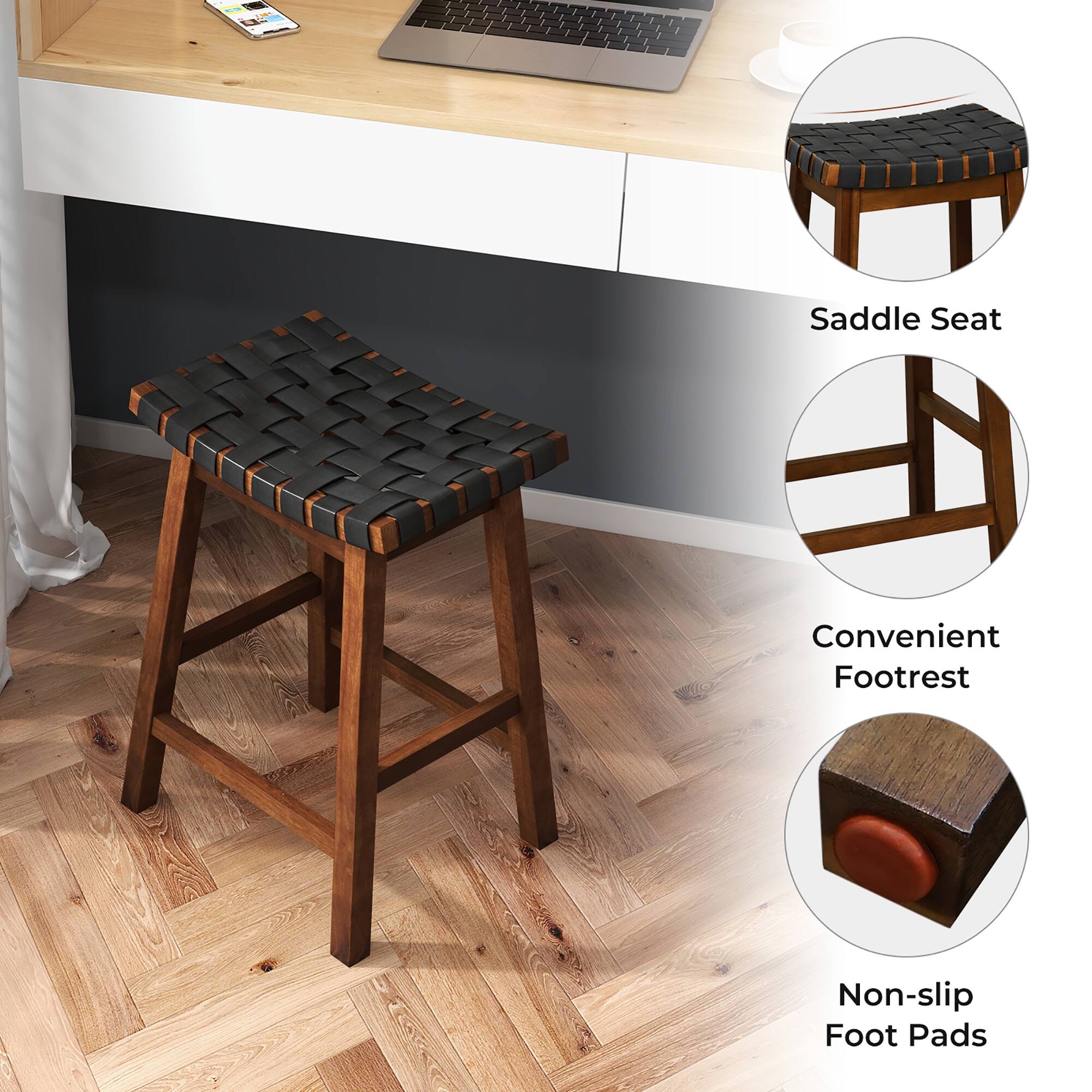 Saddle Seat, Convenient Footrest, Non-slip Foot Pads