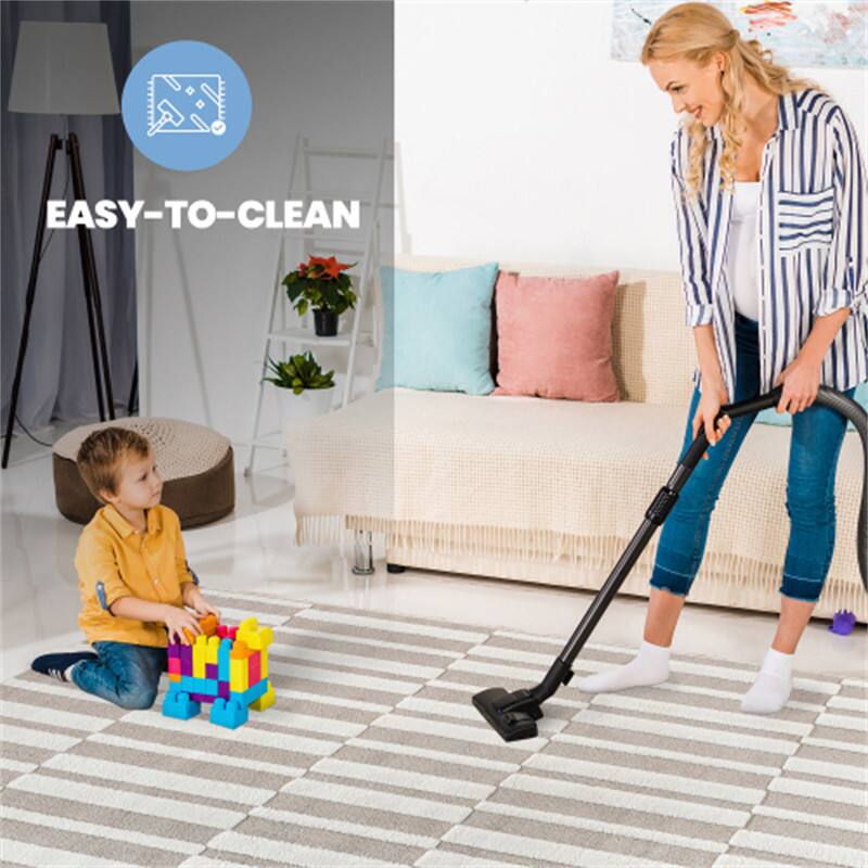 Alt View 3. HTUTWOO - 5'3''x7'6'' Area Rug - Cream Indoor Carpet, Modern Geometric Pattern, Non Shedding, for Bedroom, Kitchen, Living Room - Striped Beige Cream.