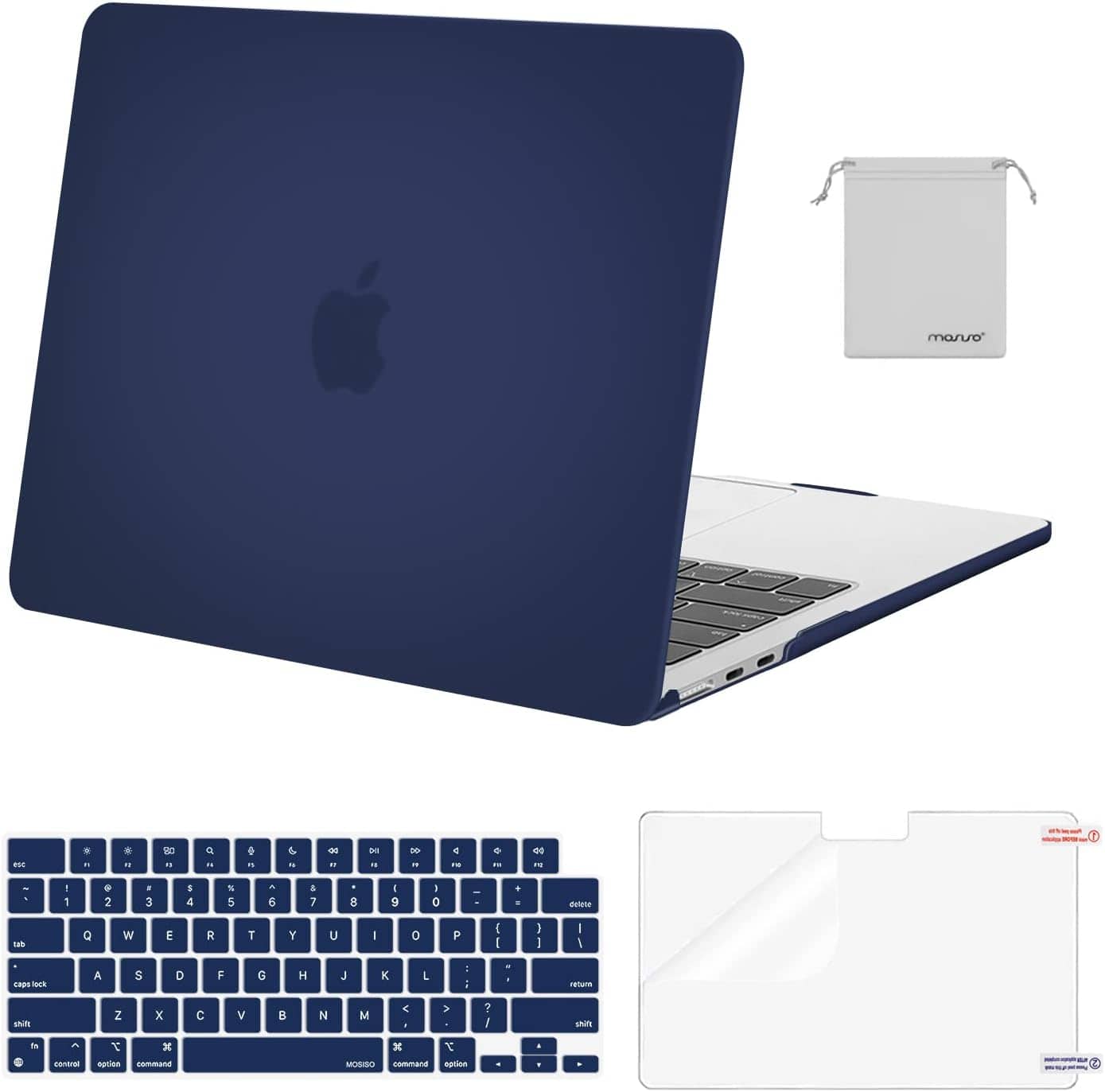 mosiso - Case for 13-inch MacBook Air M5 A3449 M4 A3240 M3 A3113 M2 A2681 with Keyboard Cover Screen Protector and Pouch - Navy Blue price history on PriceWatchPro