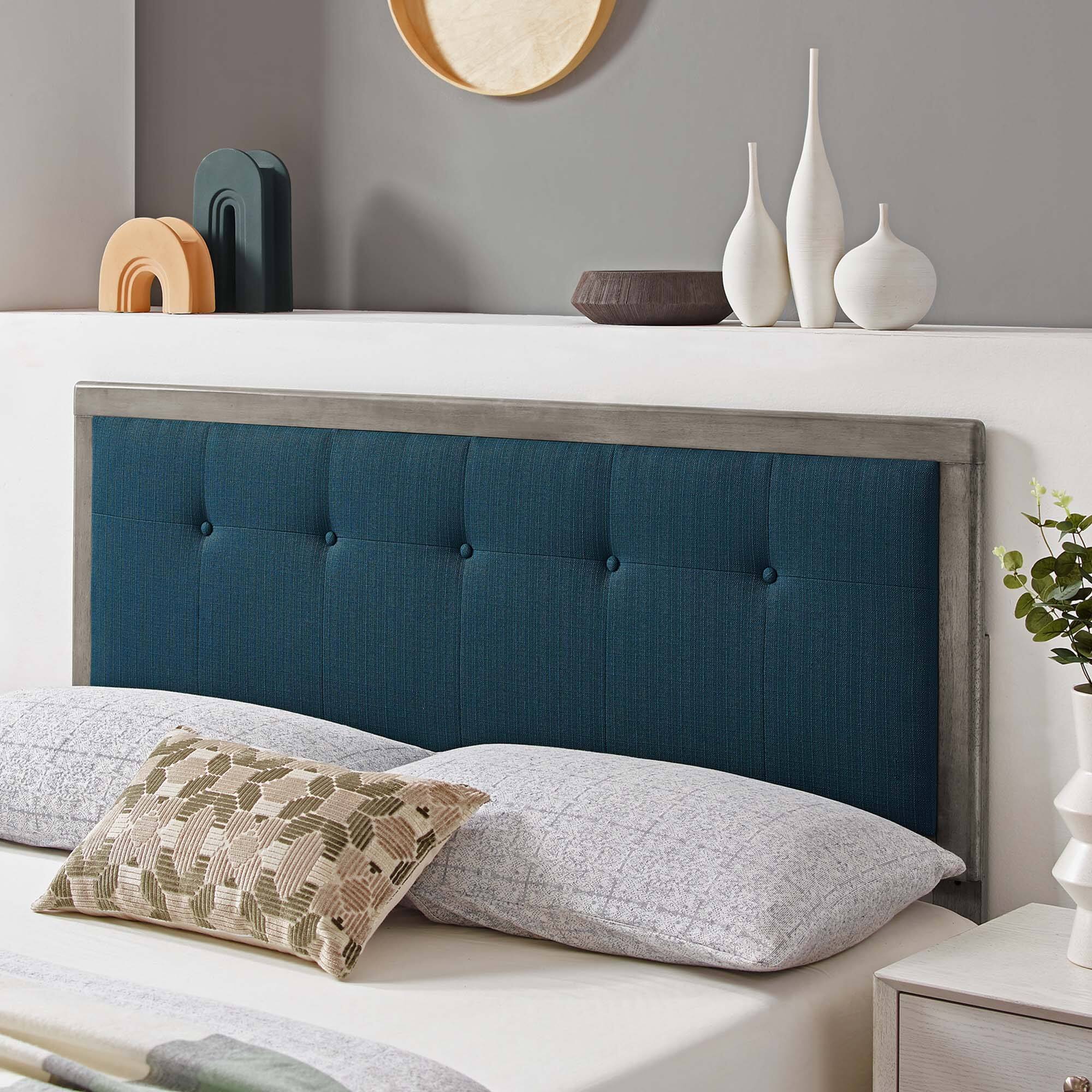 Alt View 2. Modway - Draper Tufted Fabric and Wood King Headboard by Modway - Gray Azure.