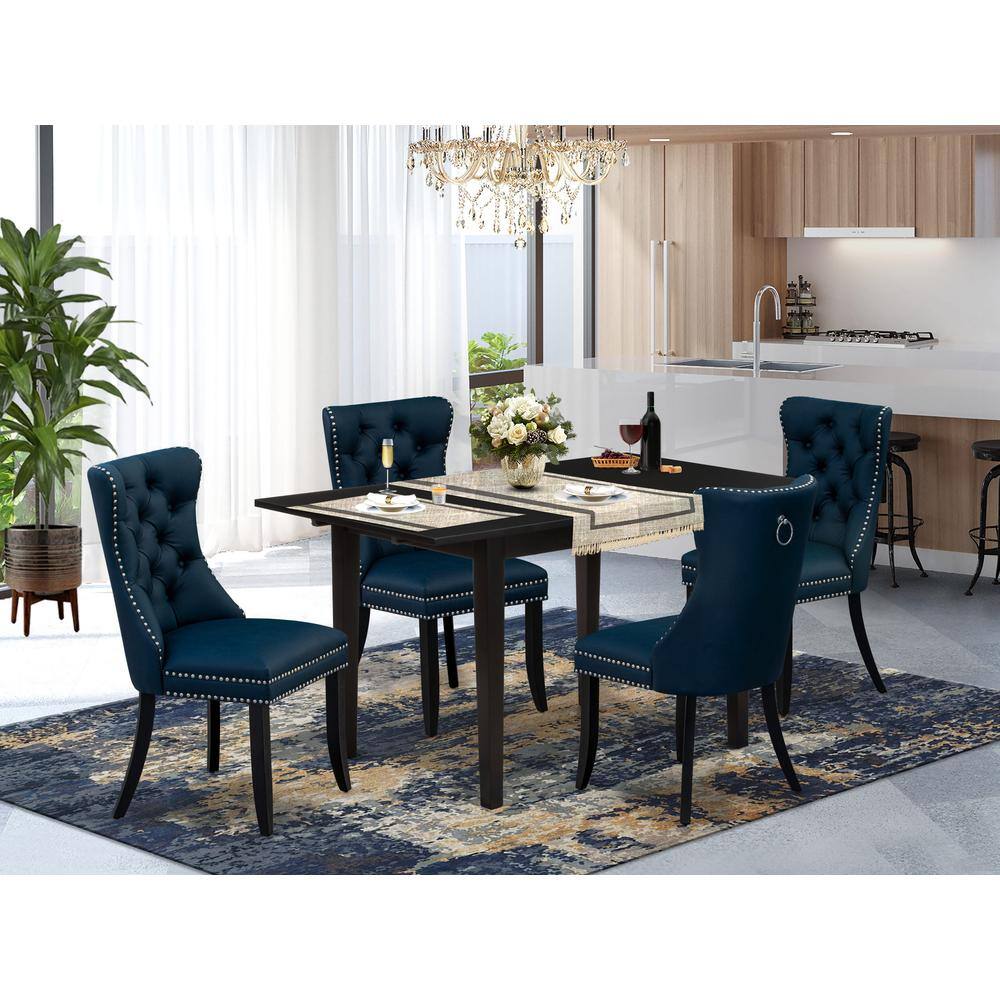 Alt View 3. East West Furniture - 5 Piece Dining Table Set Contains a Rectangle Wooden Table with Butterfly Leaf - Black.