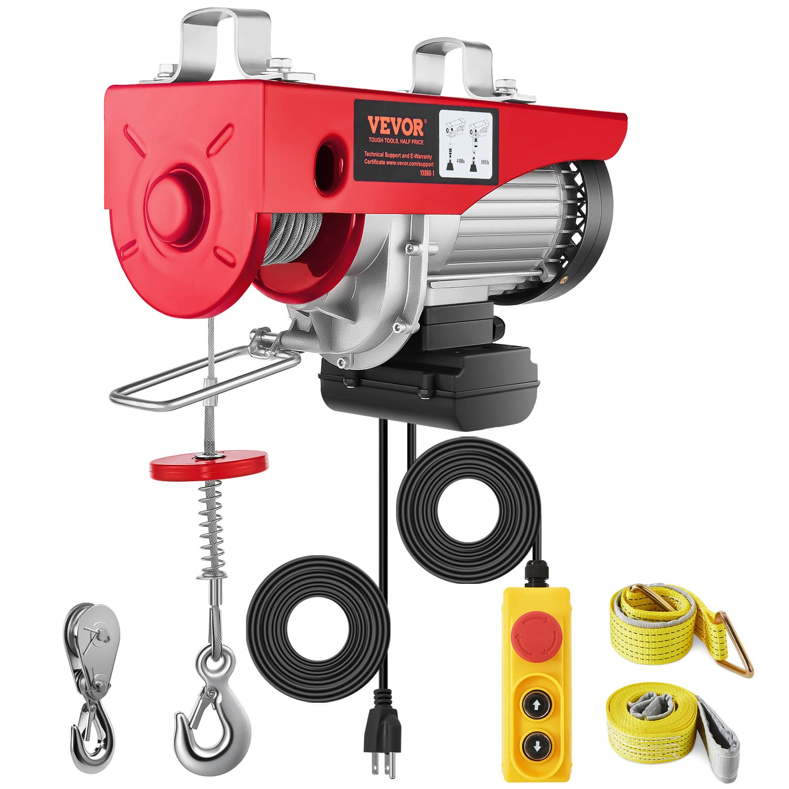 VEVOR - 880lbs Electric Hoist with 14ft Wired Remote Control, 110V Electric Hoist Attic Lift 20-40 FT Lifting Height for Garage - Red;Black price history on PriceWatchPro