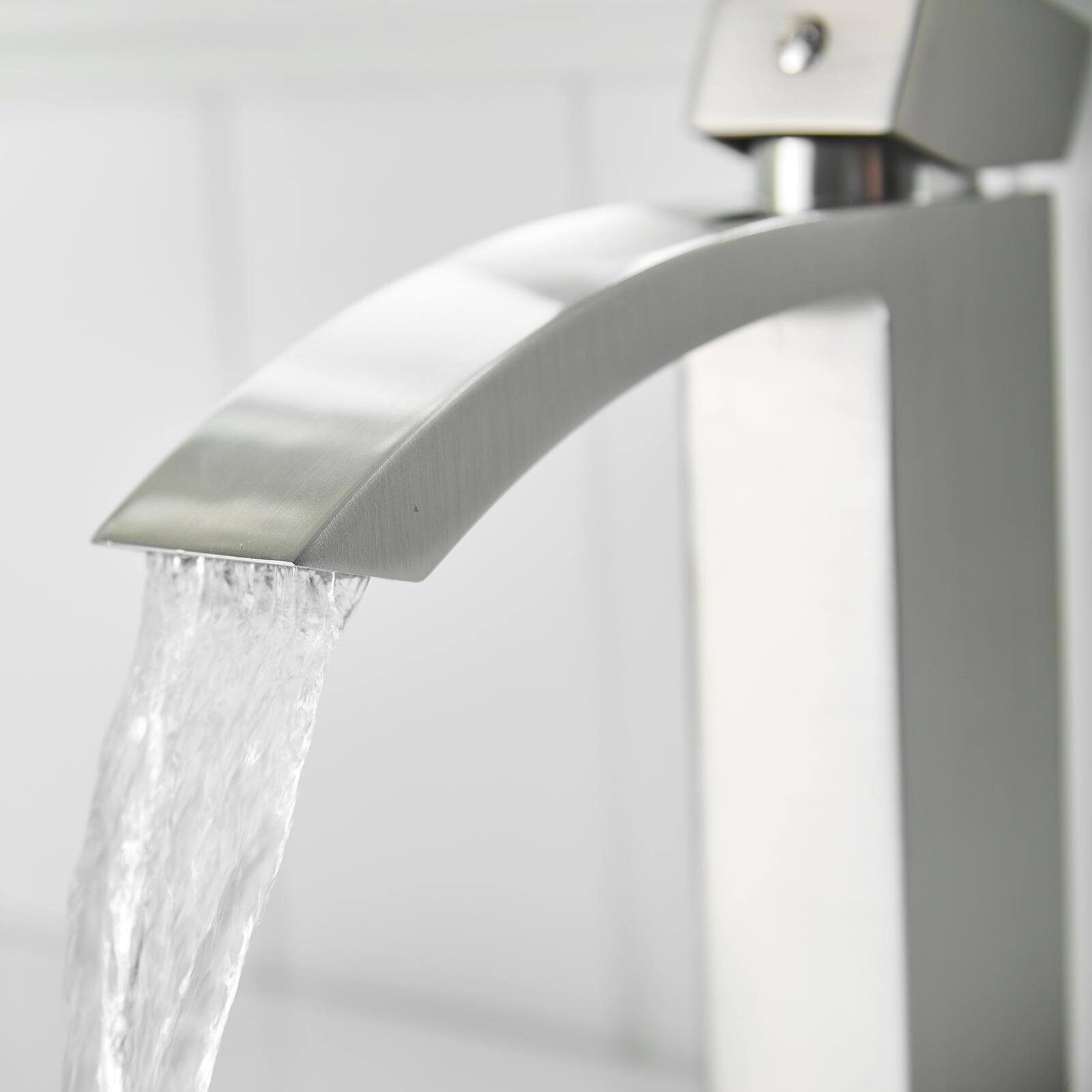 Alt View 7. Boyel Living - Single Hole Single Handle Bathroom Faucet Brushed Nickel with Supply Lines Brass Durable Modern Easy Install - Brushed Nickel.