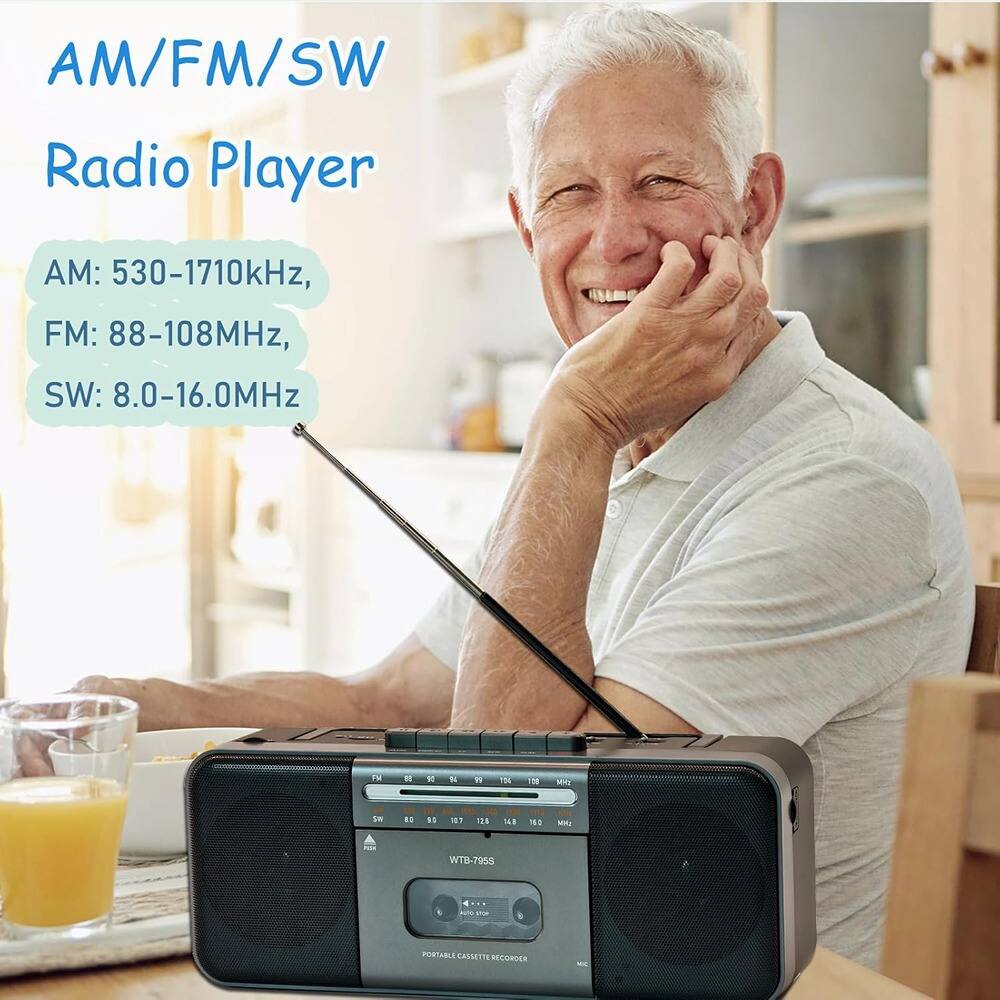 AM/FM/SW Radio Player

AM: 530-1710kHz,  
FM: 88-108MHz,  
SW: 8.0-16.0MHz

WTB-795S  
PORTABLE CASSETTE RECORDER