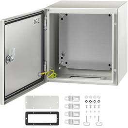 VEVOR - NEMA Steel Enclosure, 12 x 12 x 8 in, NEMA 4X Steel Electrical Box, IP66 Waterproof & Dustproof - Gray White