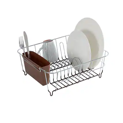 Front. Sweet Home Collection - Chrome Plated Steel 2-Piece Small Compact Dish Drainer - Bronze.