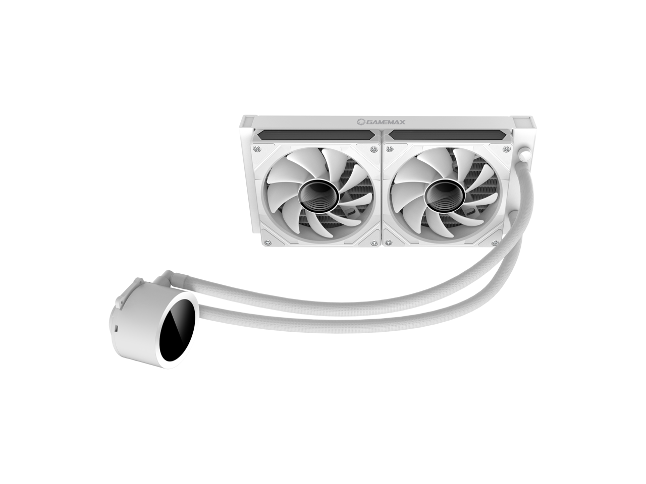 Alt View 3. GAMEMAX - GAMEMAX IceBerg 240 WH, 240mm ARGB AIO Water Cooler, 245W TDP, Supports Intel LGA 1851/1700, AMD AM5/AM4 - White.