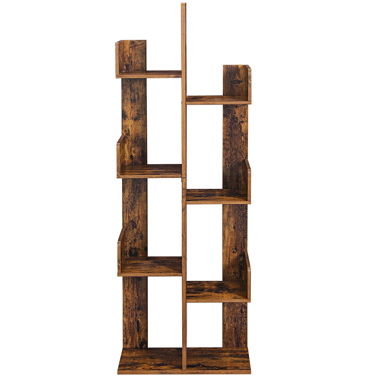 Alt View 4. Songmics Home - Bookcase, Tree-Shaped Bookshelf with 8 Storage Shelves, Rounded Corners - Rustic Brown.